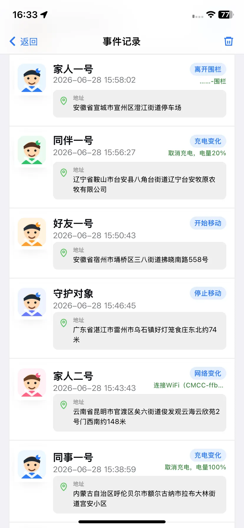 匿名化事件记录界面