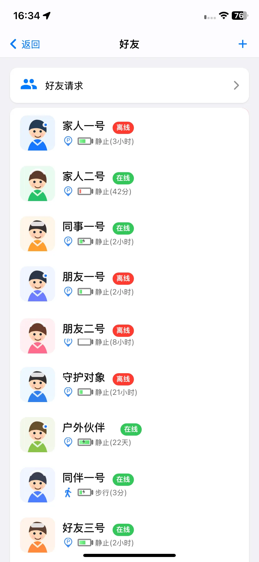 匿名化好友列表界面